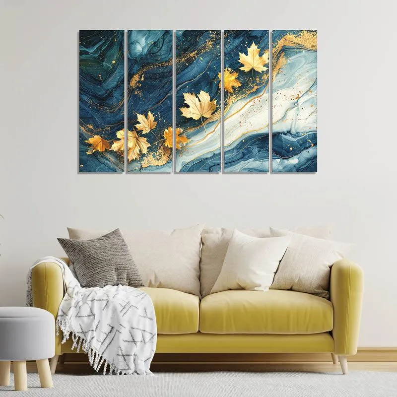 Autumn Clora Wall Painting - Set Of Five media 1