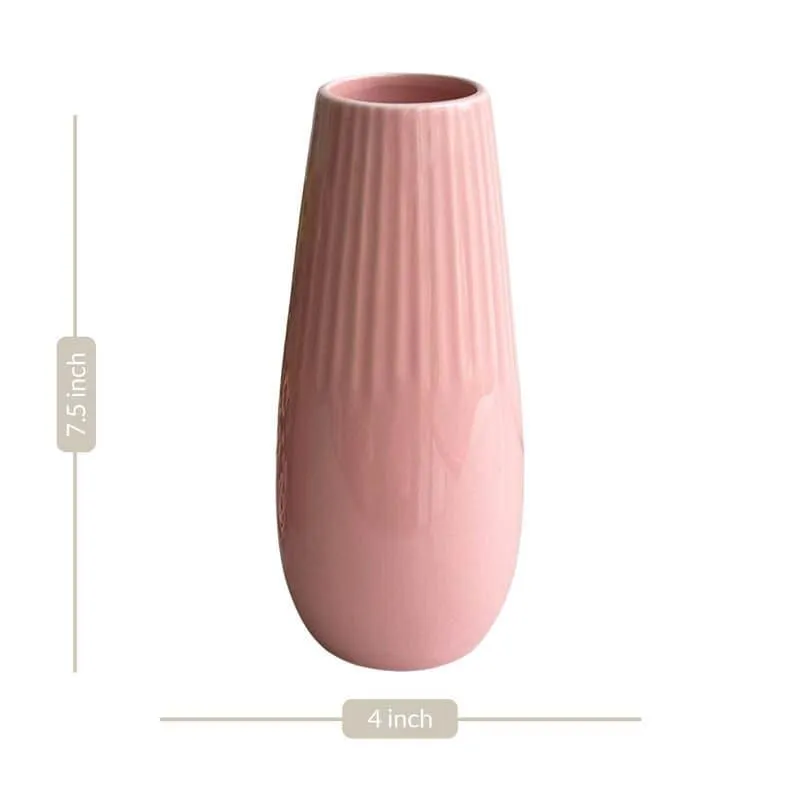 Redvo Ceramic Vase - Pink media 4