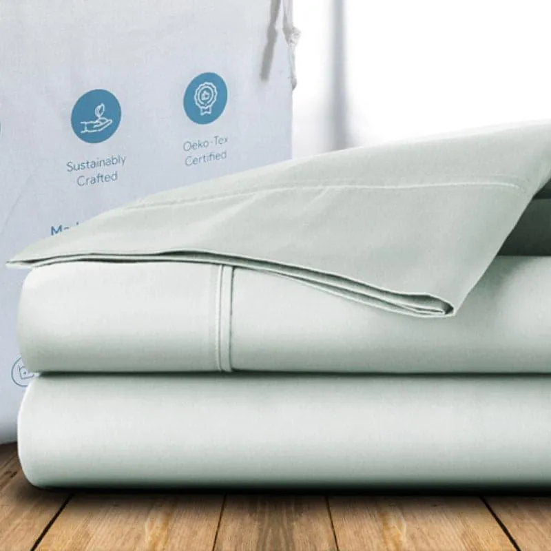 Freyda Solid Cotton Bedsheet (Mint) - 700 TC media 6