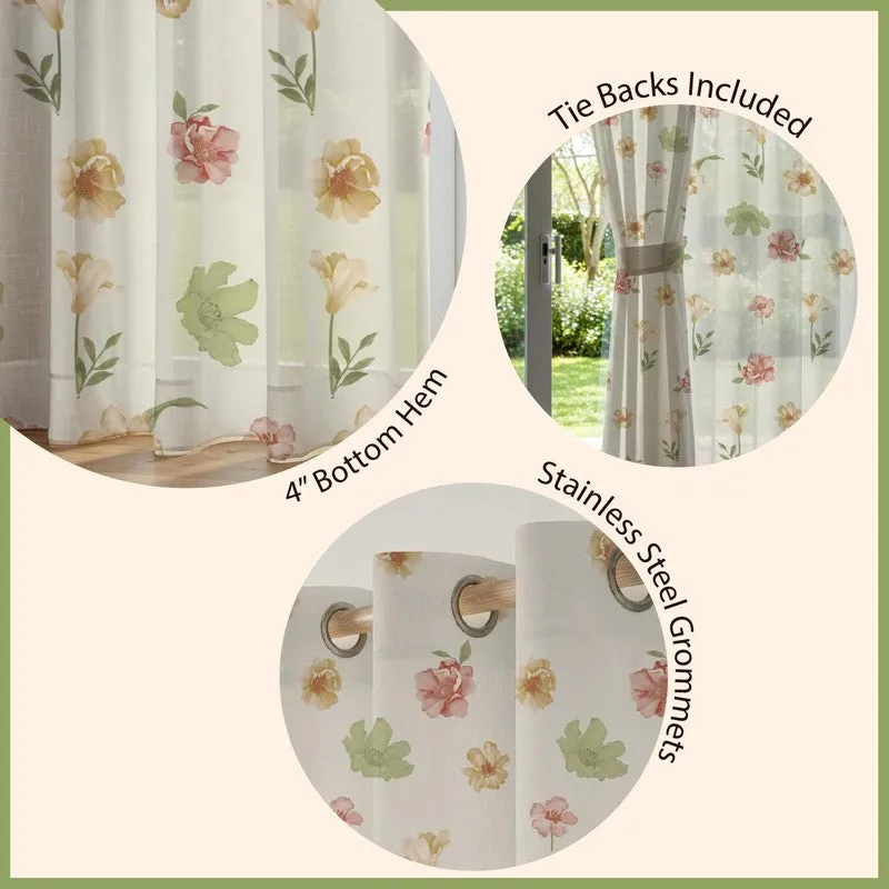 Urban Space Pastel Floral Multicolor Polyester Curtains - Set Of Two media 7