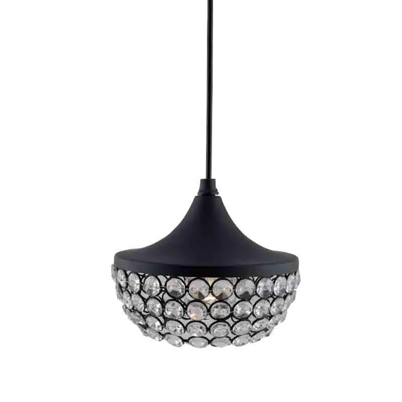 Crystal Crown Metal Ceiling Lamp - Black media 4
