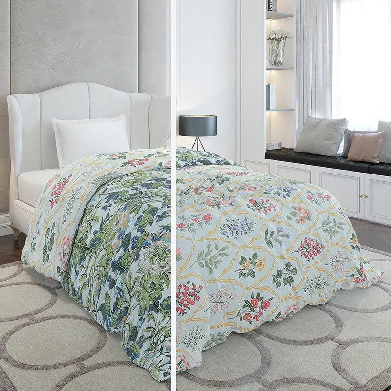 Monte Carlo Bloomora Floral Polyester Reversible Comforter (Green) - 120 GSM media 3