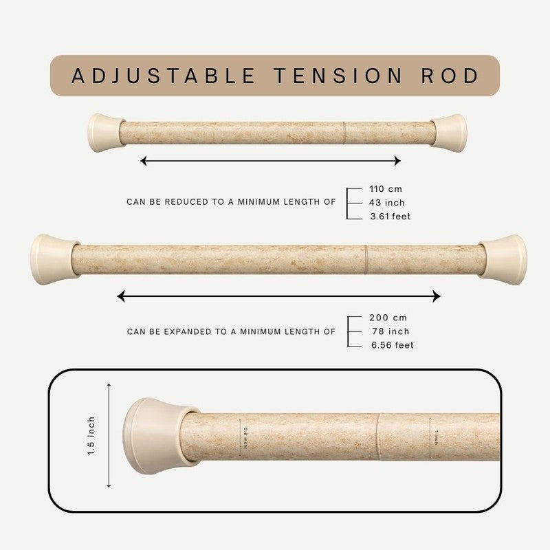 Slide Fit Extendable Metal No Drill Curtain Tension Rod - Beige media 7