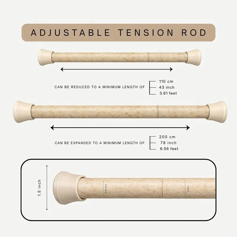 Slide Fit Extendable Metal No Drill Curtain Tension Rod - Beige media 7