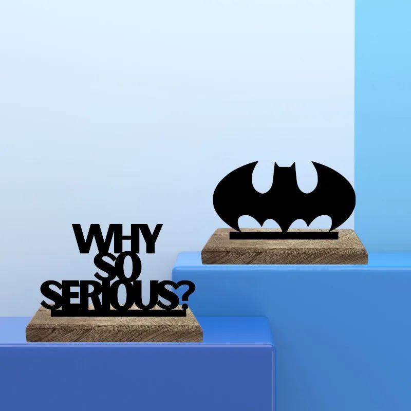 Dark Knight's Playful Pursuit Typography Showpiece - Set Of Two media 1