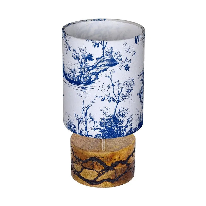 NordicNest Elegant Desk Wooden Table Lamp - Blue,White media 4
