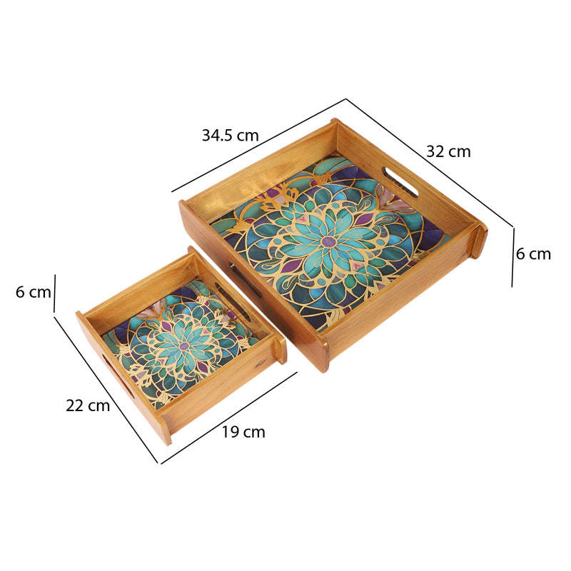 Floral Feast Wooden Serving Tray - Set of Two media 6