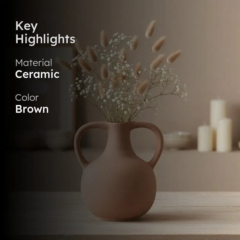 Sandstone Twin Handle Ceramic Vase media 2