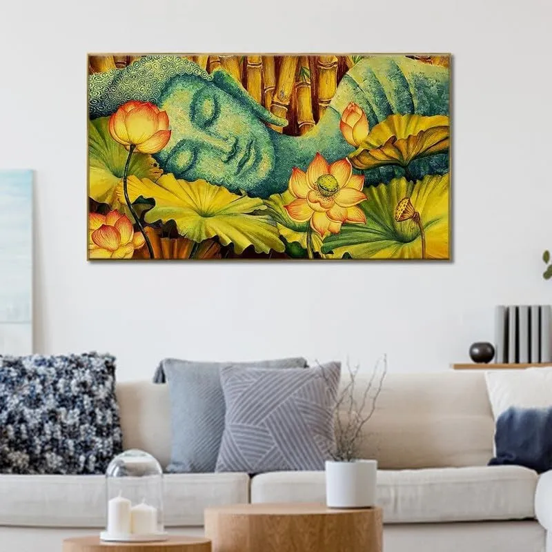 Lotus Serenity Buddha Canvas Wall Painting With Frame media 3