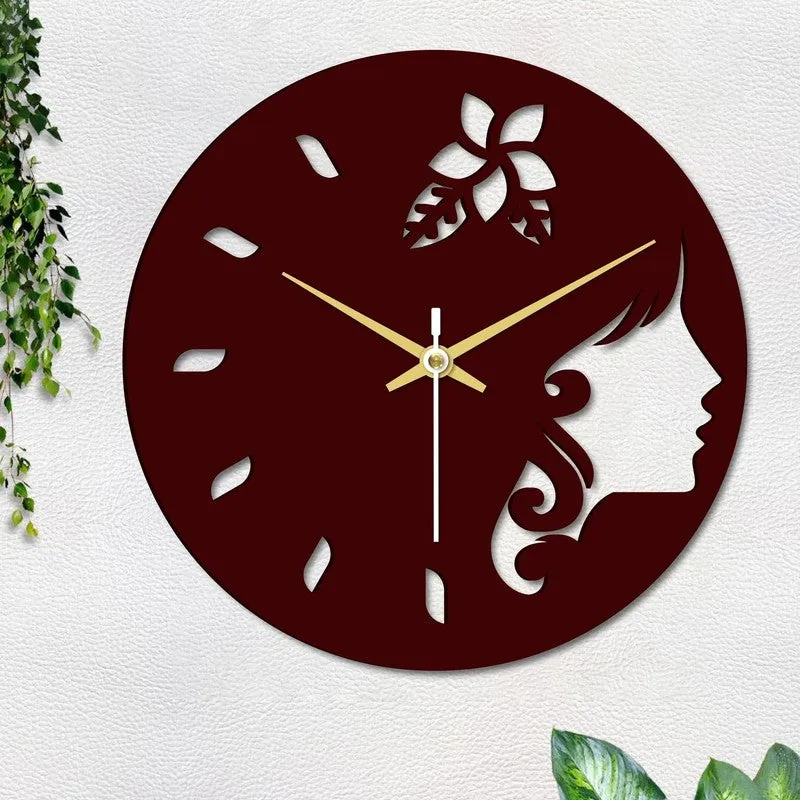 Lady Silhouette Wooden Wall Clock media 5