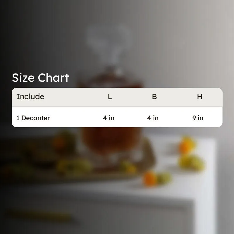 Size chart image for the decanter