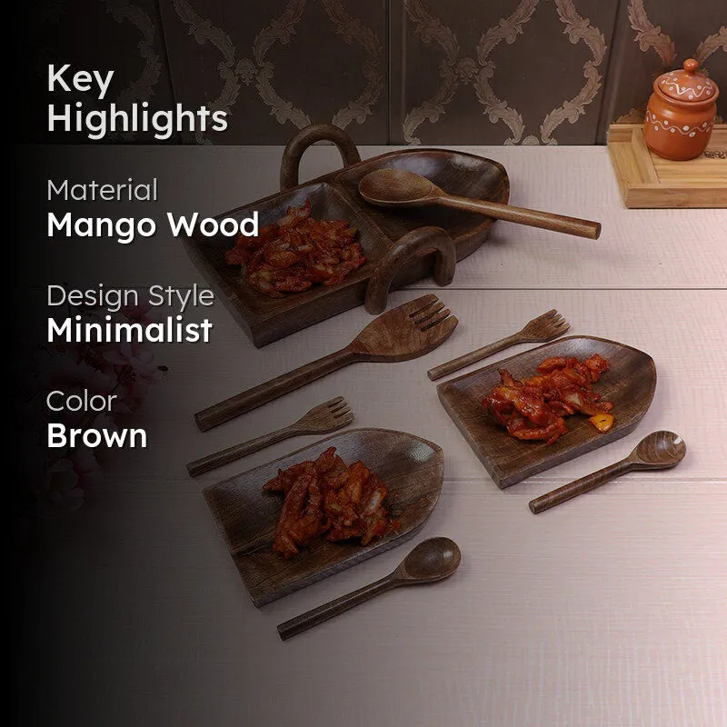 Row Twist Mango Wood Platter - Nine Piece Set media 2