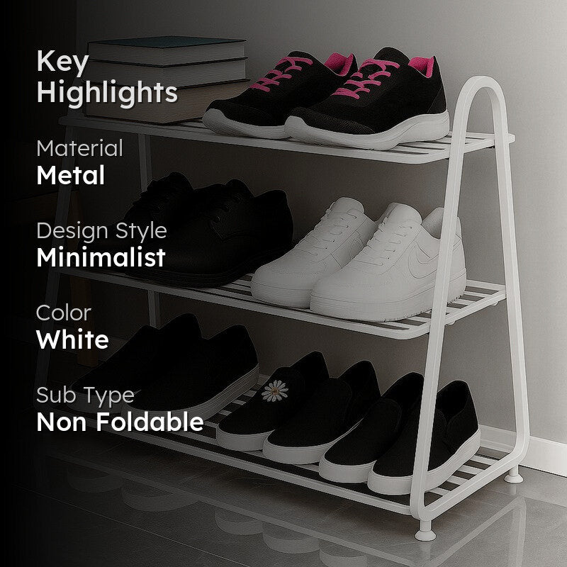 Shoehive 3-tier Metal Shoe Rack - White media 2