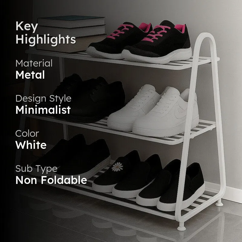 Shoehive 3-tier Metal Shoe Rack - White media 2