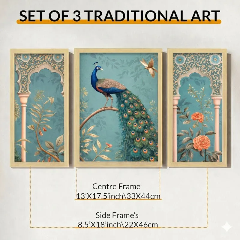 Elegent Mayur Wall Art With Frame - Set of Three media 9