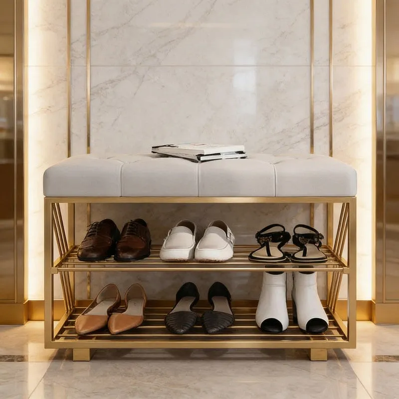 Compact Metal Shoe Rack - Gold,Grey media 3