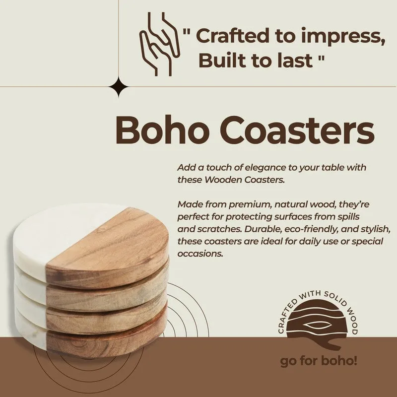 Torvic Boho Marble & Acacia Wood Coaster - Set Of Four media 3