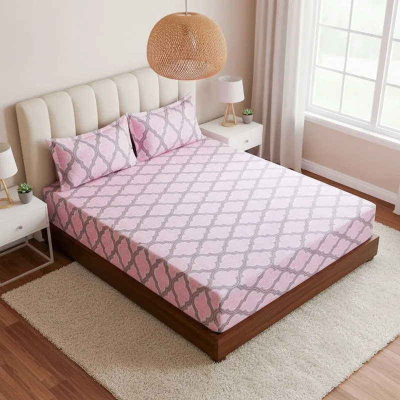 Haveli Ethnic Cotton Bedsheet (Pink) - 200 TC media 1