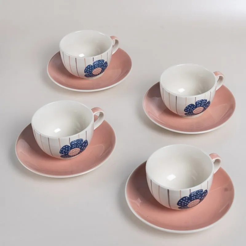 Petunia Handpainted Ceramic Cup & Saucer (180 ML) - Eight Piece Set media 3