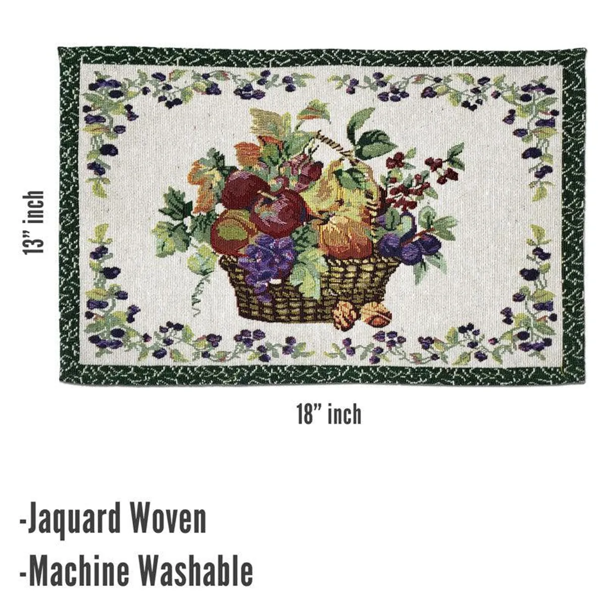 Rectangular fruit basket placemat shown against a plain background