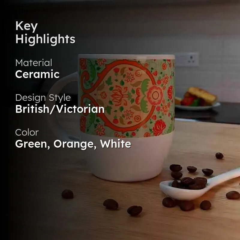 Ornate Ceramic Coffee Mug (325 mL) - Two Piece Set media 2