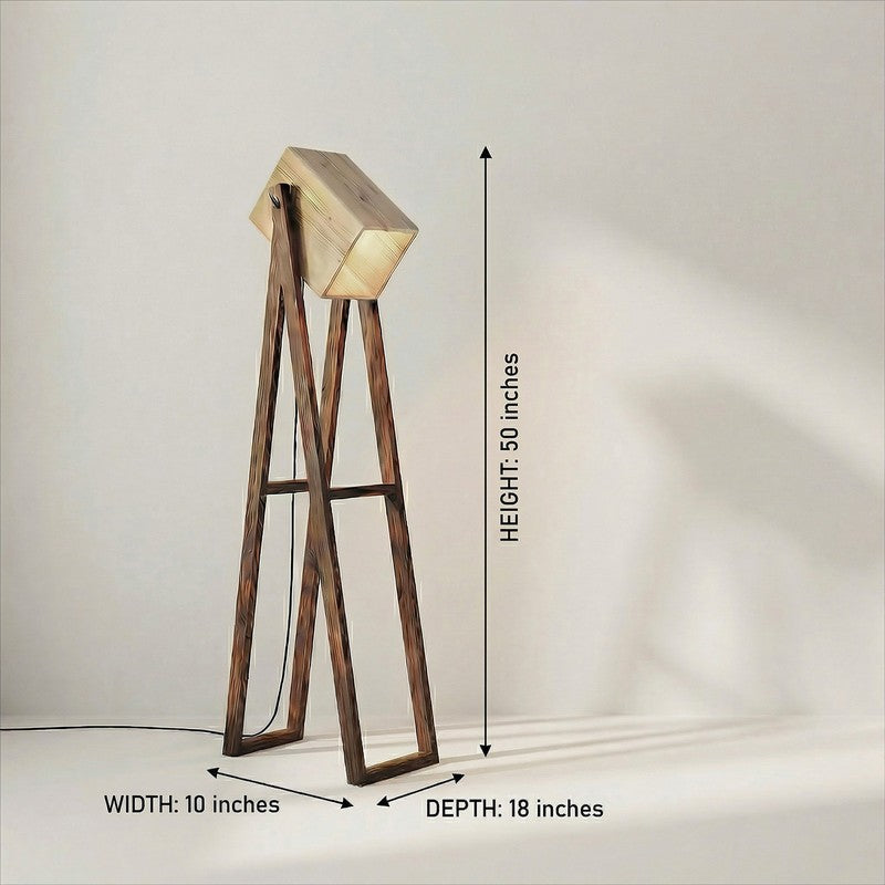 BeigeGlow Wooden Floor Lamp - Brown media 10
