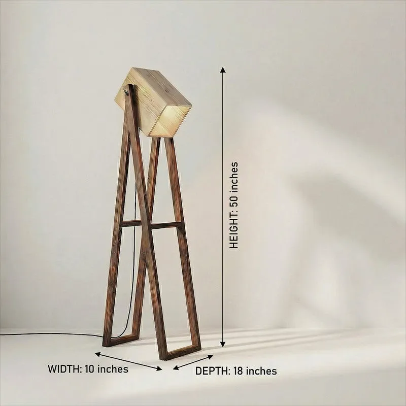 BeigeGlow Wooden Floor Lamp - Brown media 10