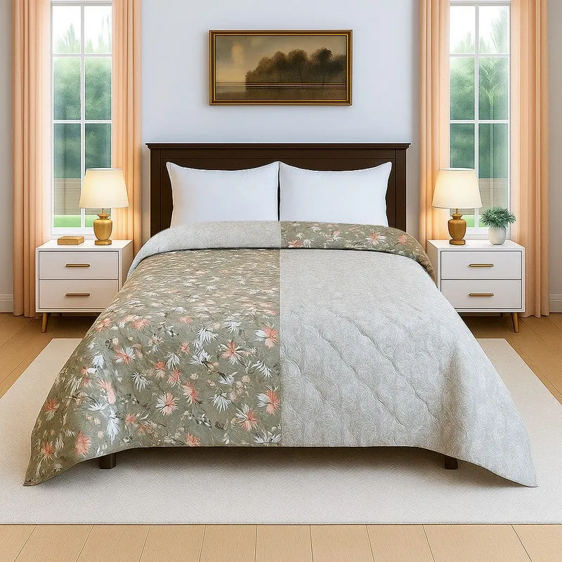 Leafara Floral Cotton Comforter (Mud Brown) - 300 GSM media 3