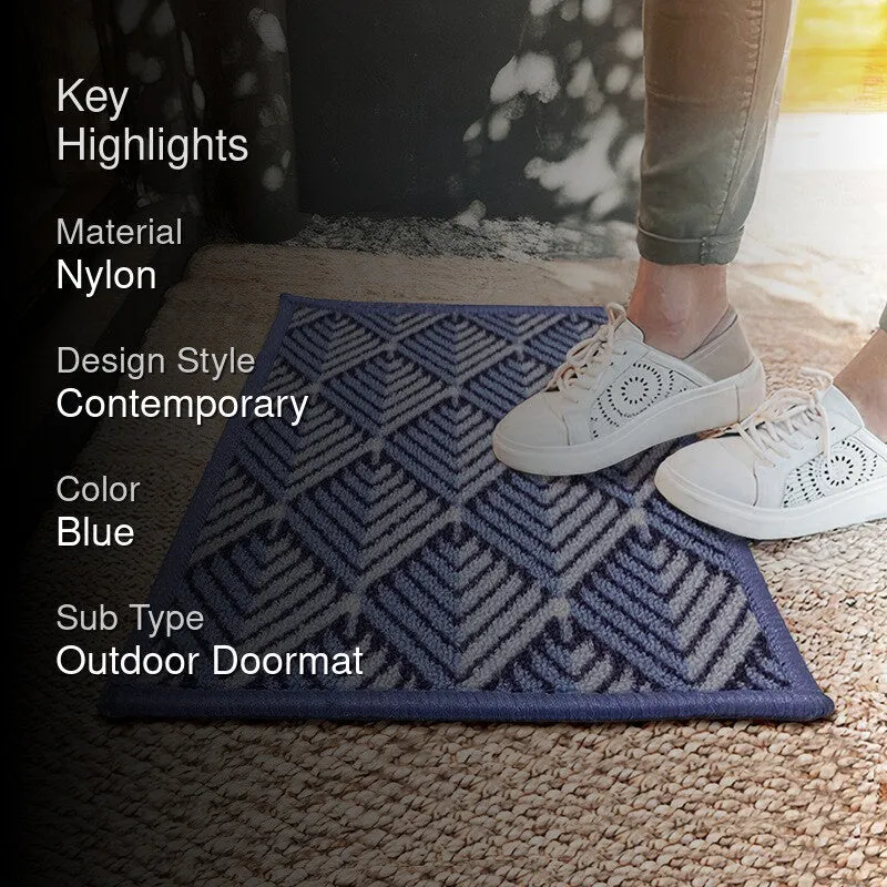 Quro Geometric Nylon Door Mats - Blue media 2