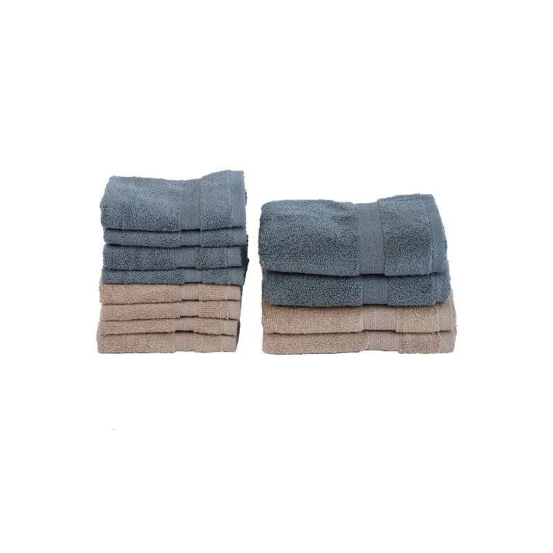 Miorah Hand & Face Towel Combo (Grey & Beige) - Set Of Twelve media 4