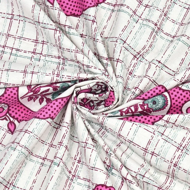Royalza Cotton Bedsheet (Pink,Blue) - 240 TC media 5
