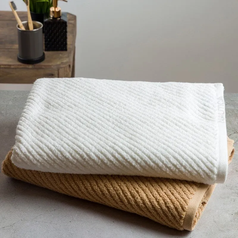 Nautica Riviera Soft Cotton Bath Towel (White & Brown) - Set Of Two media 3