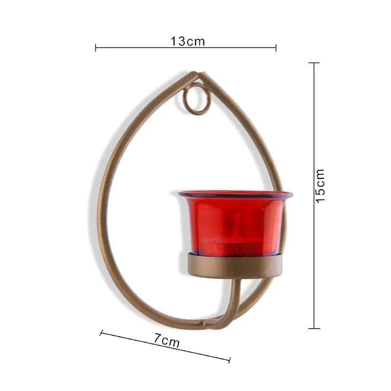 Gold Drip Sconce Candle Holder (Red) - Set Of Two media 5