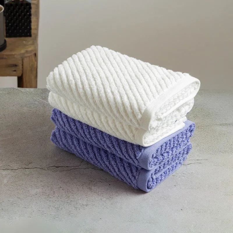 Nautica Riviera Soft Cotton Hand & Face Towel (Blue & White) - Set Of Four media 1