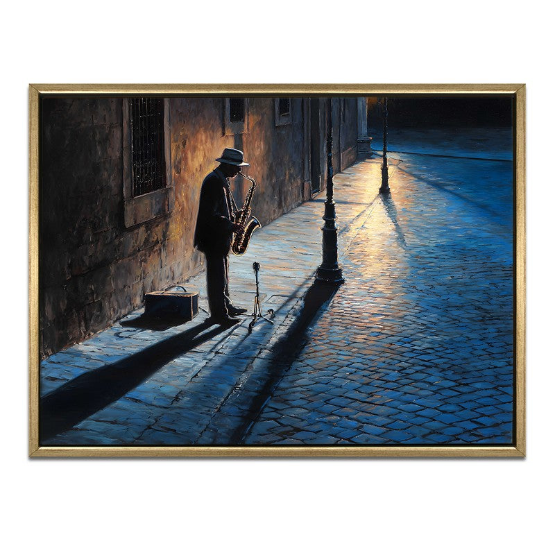 Nightfall Jazz Canvas Wall Painting With Frame media 3