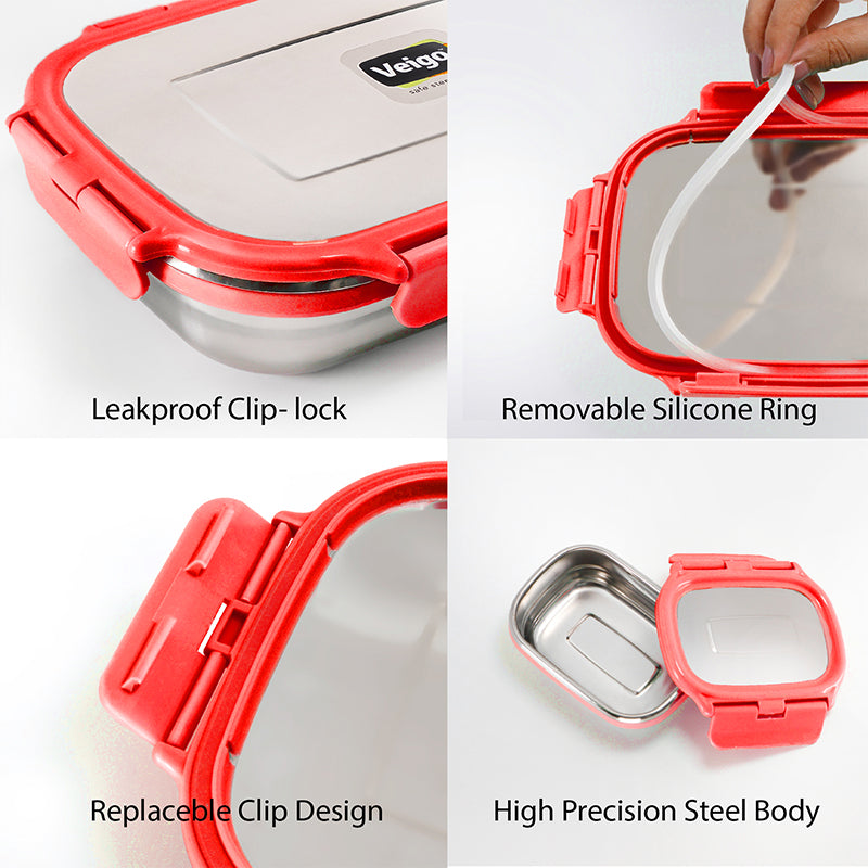 Delico Pack Red Lunch Box With Insulated Pouch (775 mL /150 mL) - Three Piece Set media 6