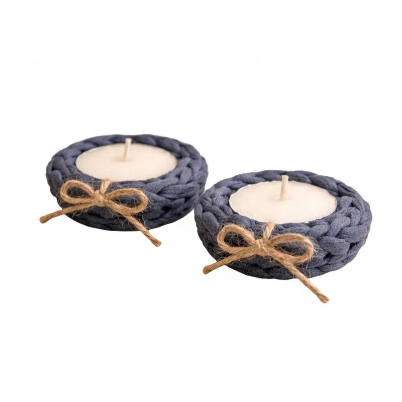 Cozy Knot Tealight Candle Holder (Blue) - Set of Two media 3