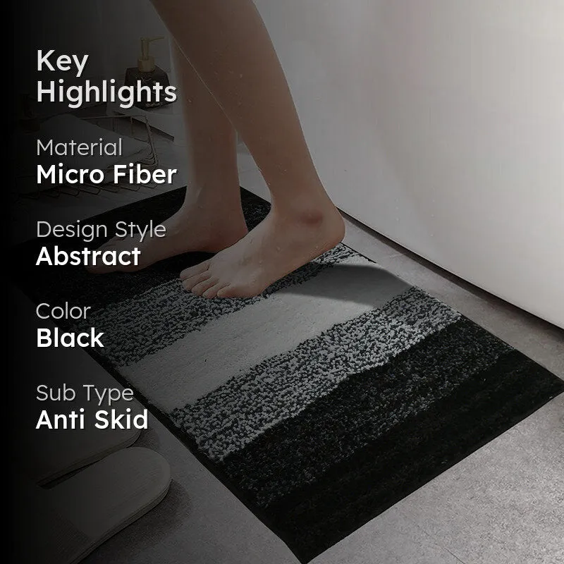 Elvira Anti Skid Striped Bath Mat - Black media 2