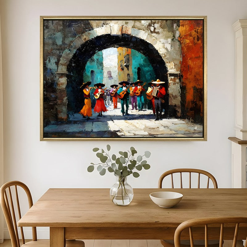Guitar Parade Canvas Wall Painting With Frame