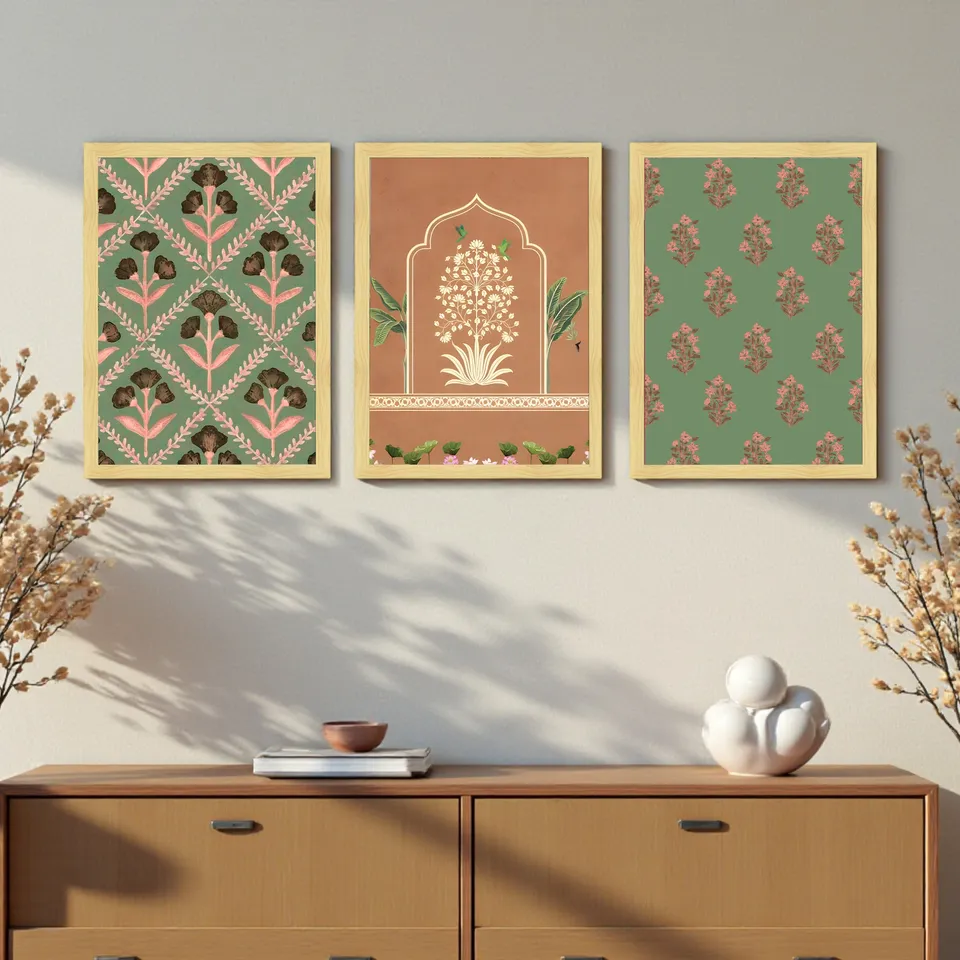 Royal Arch & Floral Motif Wall Art - Set Of Three media 5