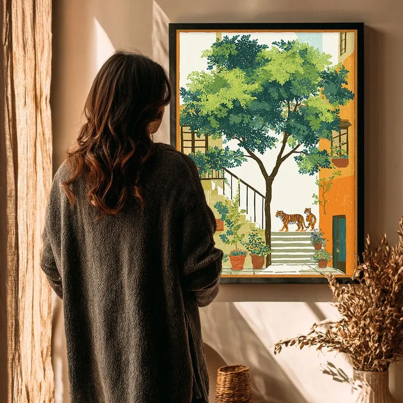 Verdara Courtyard Canvas Wall Painting With Black Frame media 4