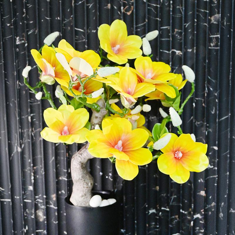 Magnira Artificial Mini Magnolia Tree With Black Plastic Pot (Yellow) - 50 cm media 5