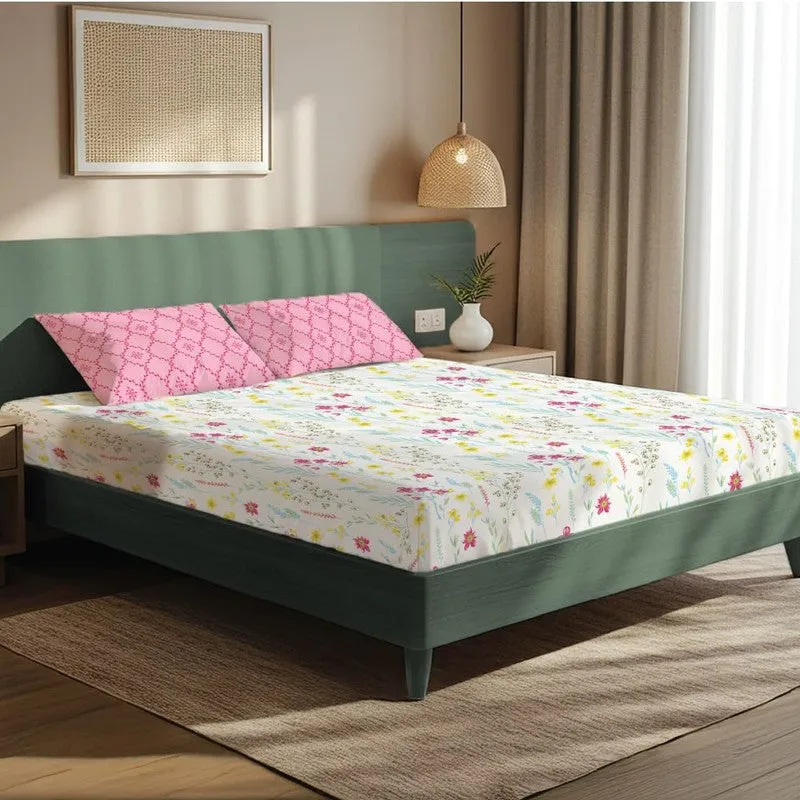 Vivid Bouquet Floral Cotton Bedsheets (Multicolor) - 200 TC media 1