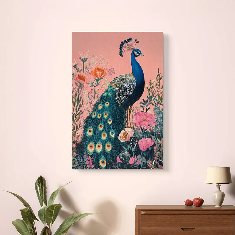 Pink & Peacock Wall Painting media 5