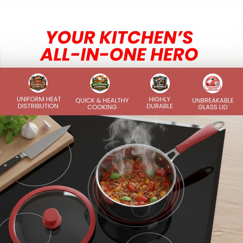 Salford Triply Saucepan with Lid (Red,Silver) - 1900 mL media 7