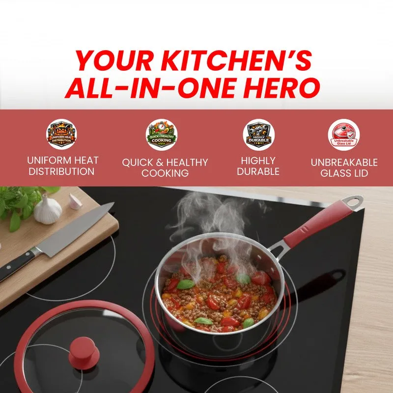 Salford Triply Saucepan with Lid (Red,Silver) - 1900 mL media 7