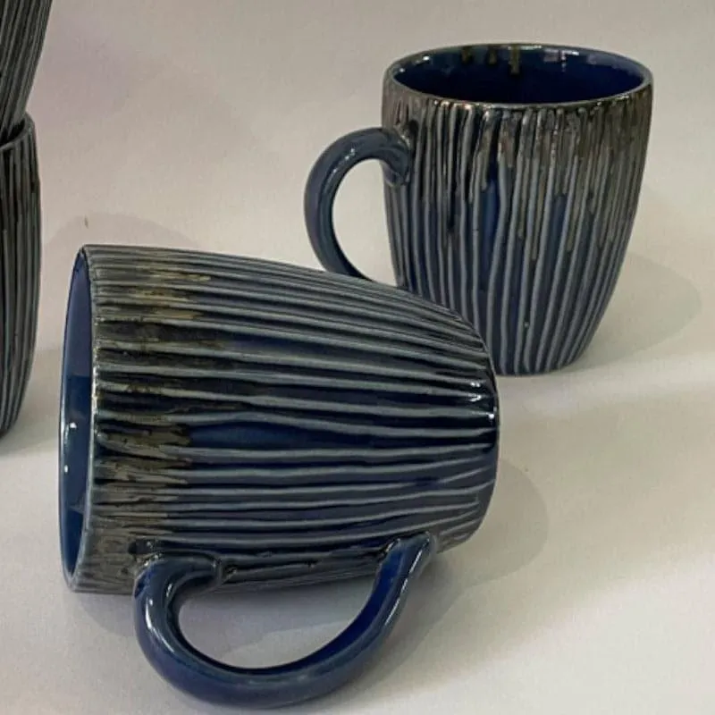 Stripe Ceramic Coffee Mug (300 mL Each) - Set of Four media 1