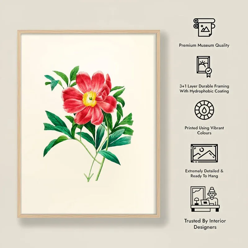 Fiery Bloom Archival Paper Wall Art - Natural Brown Frame media 8