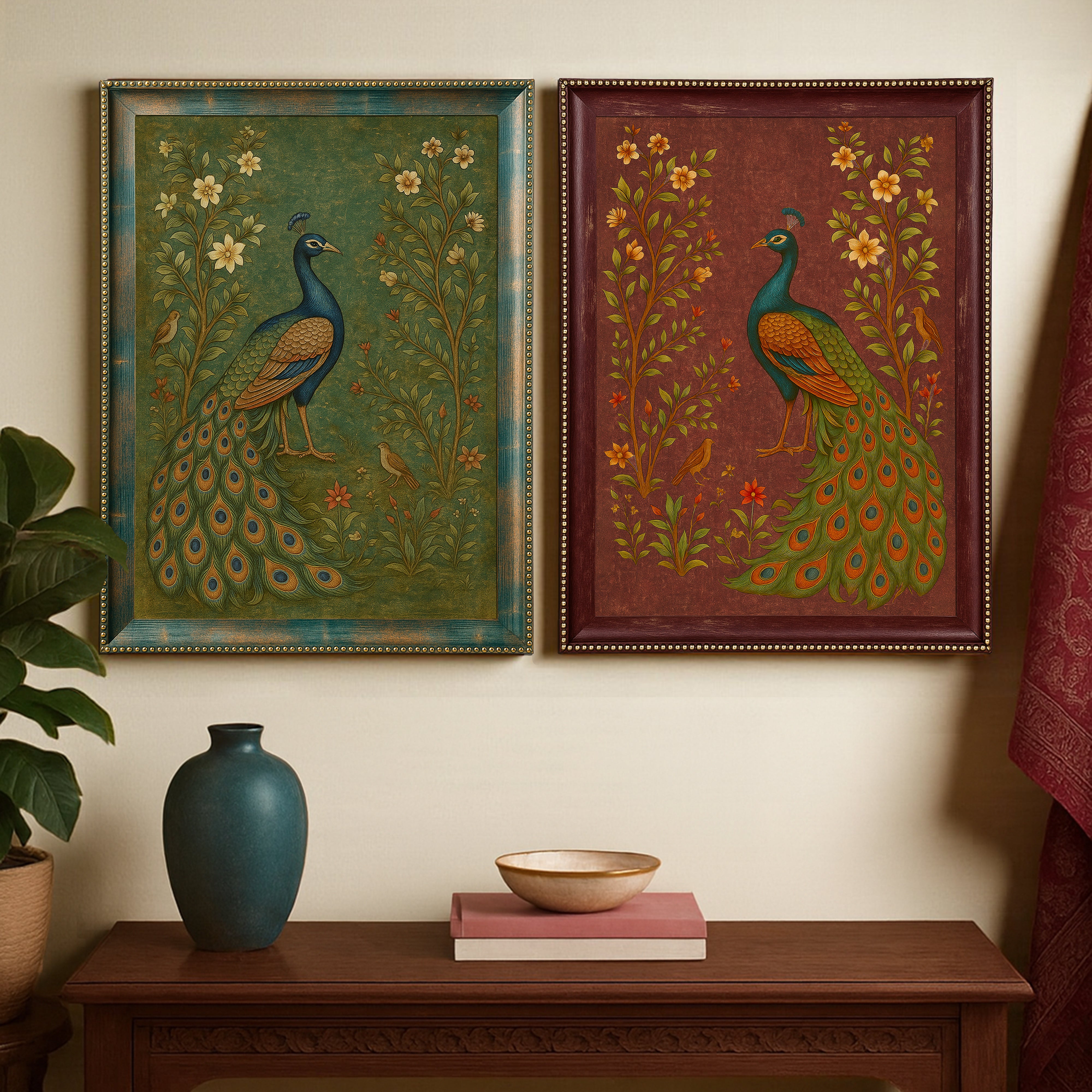 Royal Peacock Bloom Wall Art - Set Of Two media 6