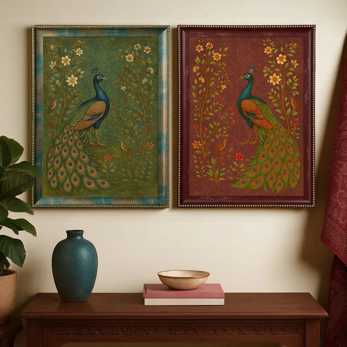 Royal Peacock Bloom Wall Art - Set Of Two media 6